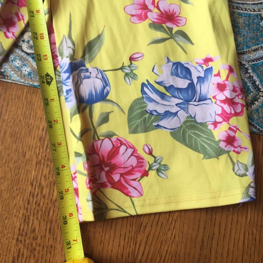 Floral jumpsuit asymetrical wrap top yellow tropical print M - Picture 11 of 11